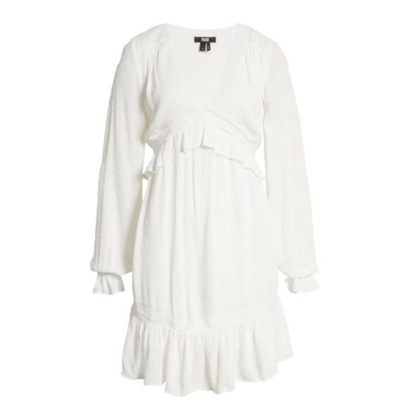 PAIGE  Odelise Long Sleeve Mini Dress in White Size S - Picture 2 of 12